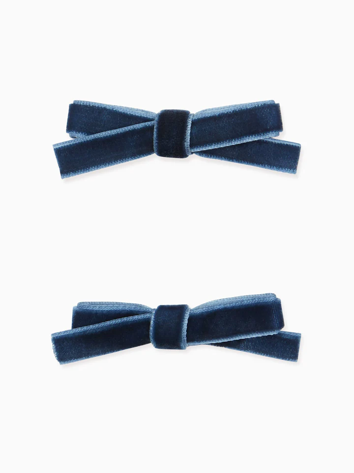 small velvet bow pair C navy