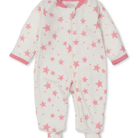baby girl pink star zone footie w/zip