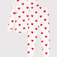girls white heart long-sleeved top & pant