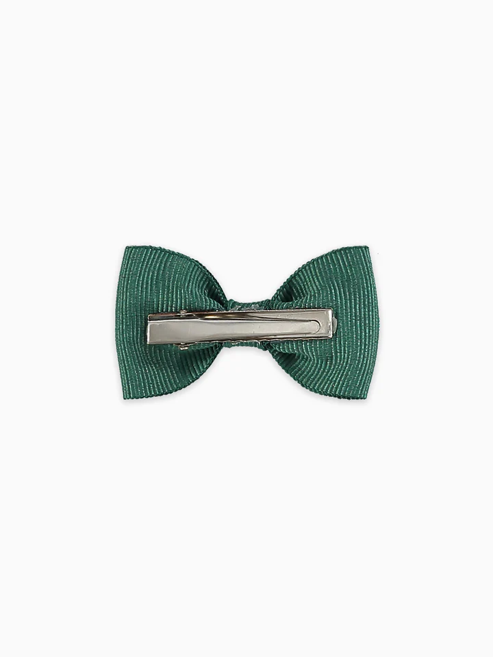 small bow clip C dark green
