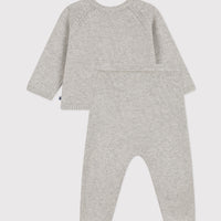baby girl grey heart knit sweater & pant set