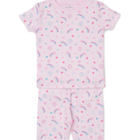baby girl pink hearts&rainbows short pj set