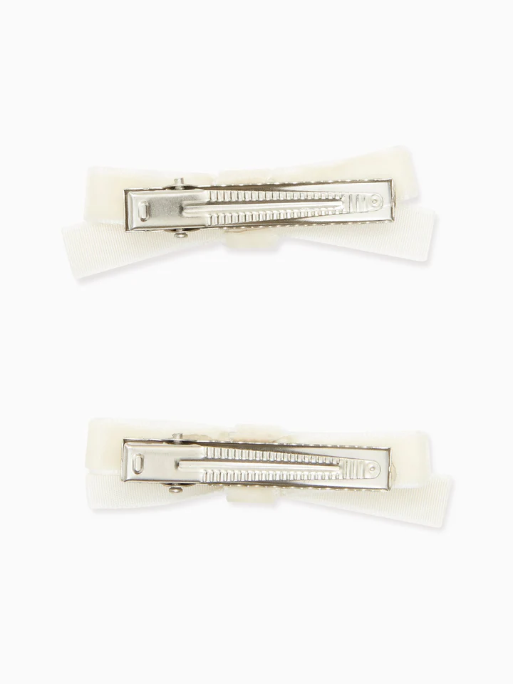small velvet bow pair C white