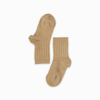 girls tan ribbed short socks
