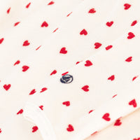 baby girl red velour side snap heart footie