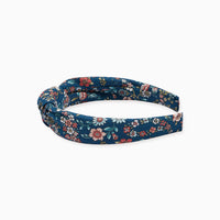 girls navy top knot headband