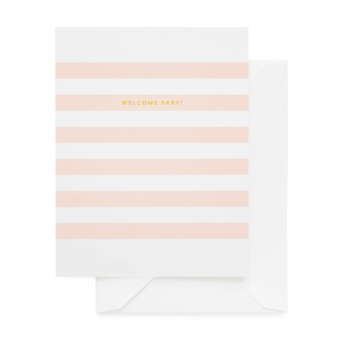 pink stripe welcome baby card