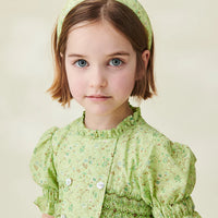 wide headband green floral