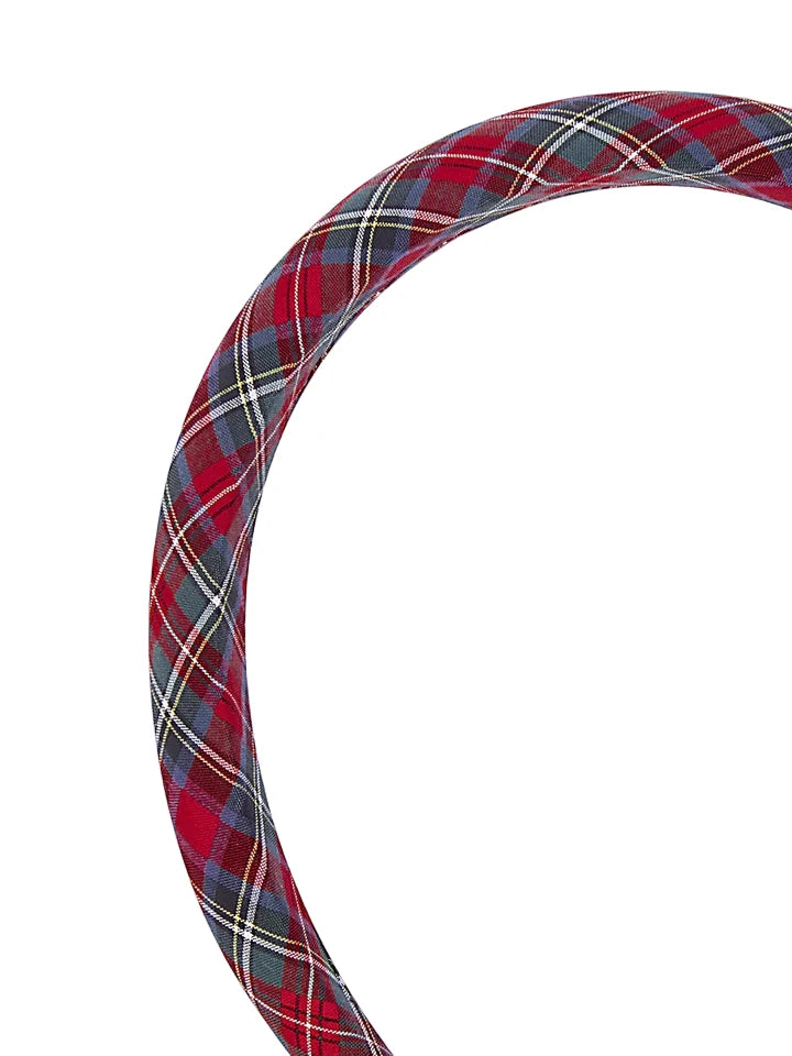 wide headband red tartan