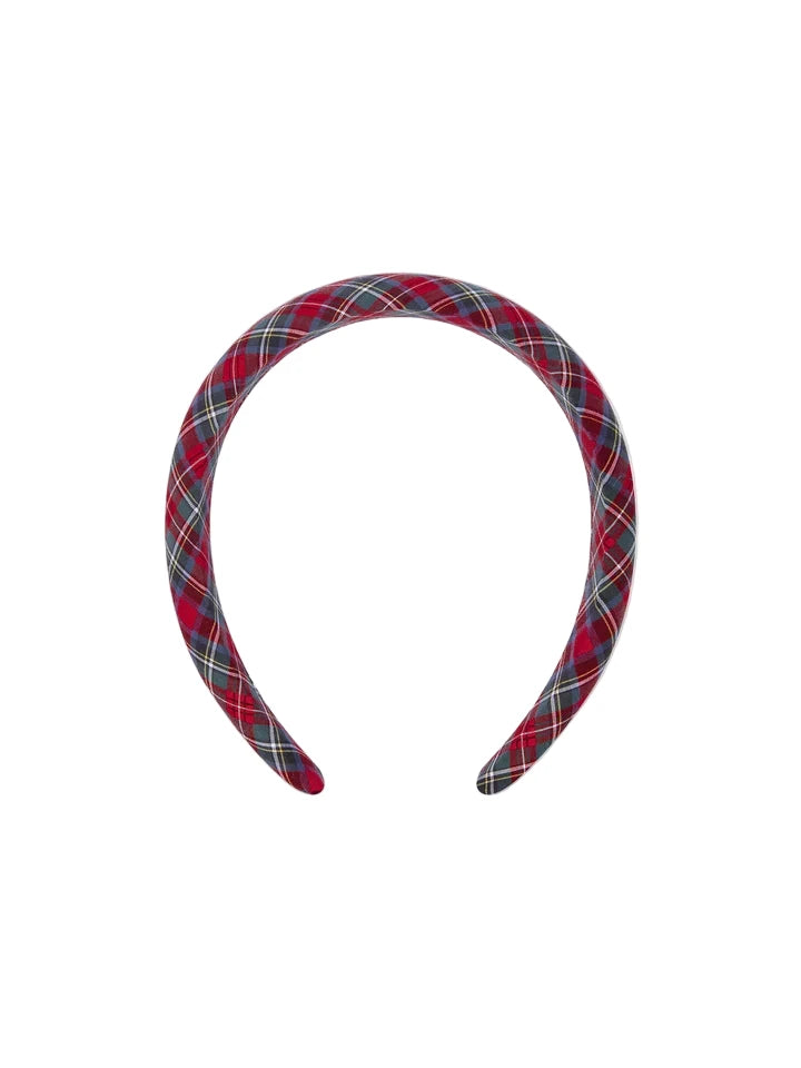 wide headband red tartan
