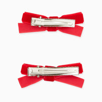 small velvet bow pair red