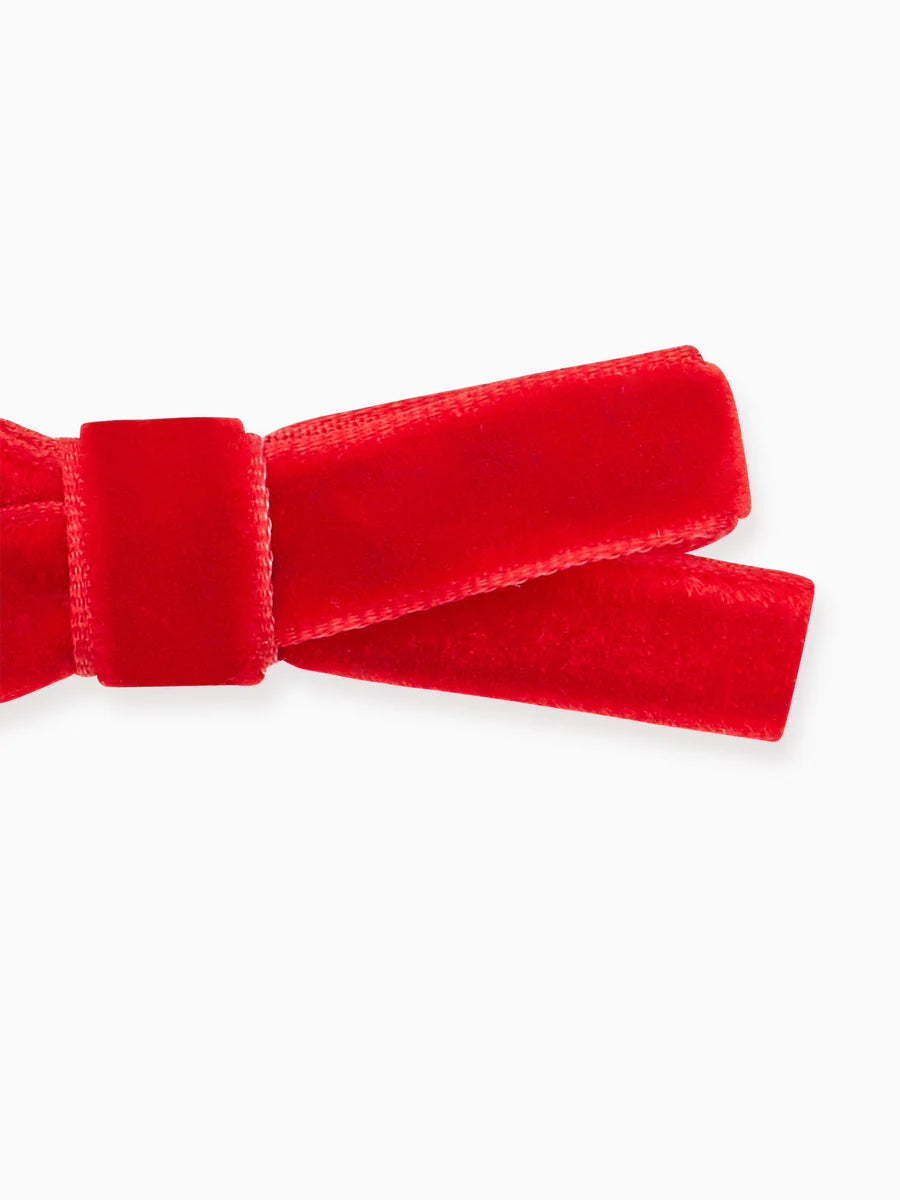 small velvet bow pair red