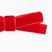 small velvet bow pair red