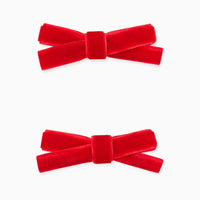 small velvet bow pair red