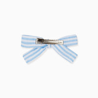 soft ribbon bow clip blue stripe