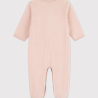 baby girl pink terry front snap footie