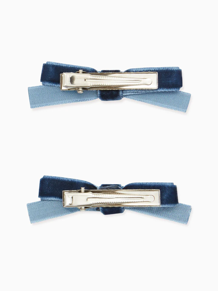 small velvet bow pair C navy
