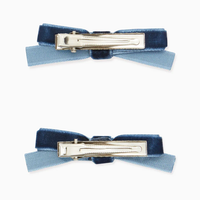 small velvet bow pair C navy