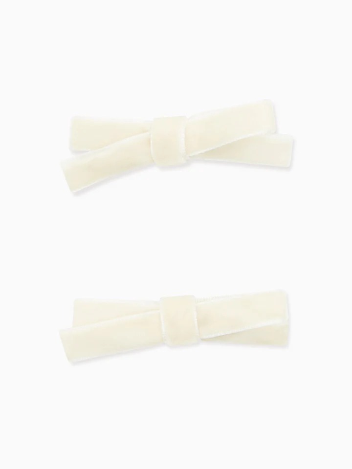 small velvet bow pair C white