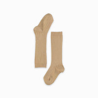 baby tan ribbed knee high socks