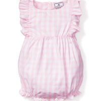 girls pink gingham ruffled romper