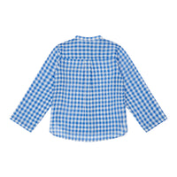 blue gingham cotton gauze shirt