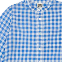 blue gingham cotton gauze shirt