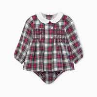 baby festa smock set ivory tartan