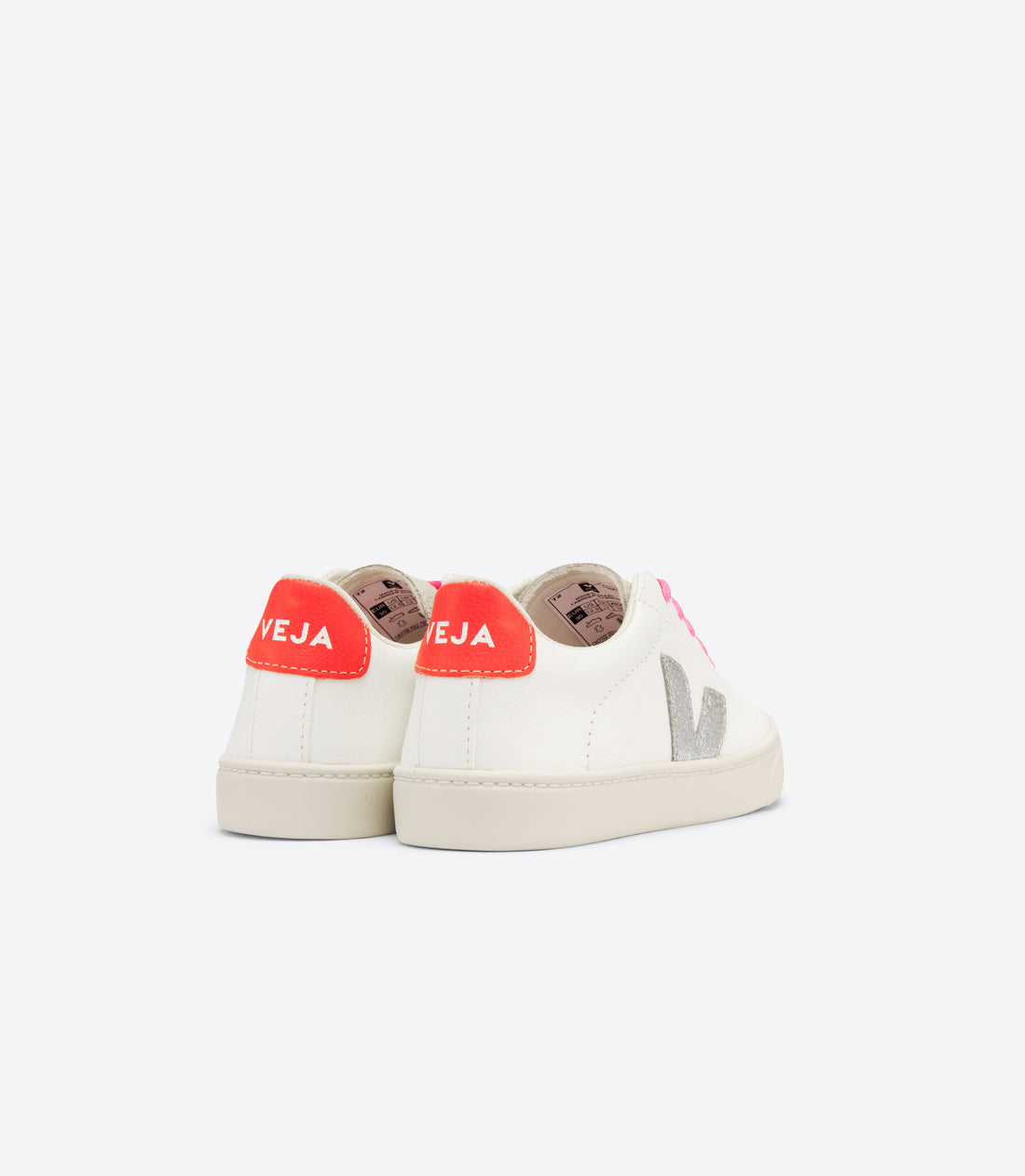 esplar laces chromefree sneakers white silver orange fluo