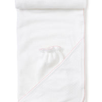 new kissy dots towel with mitt pink and white