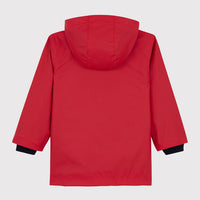 hooded rain jacket red