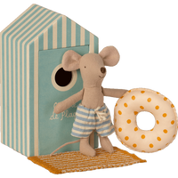 little brother beach mouse in cabin