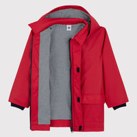 hooded rain jacket red