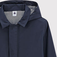 hooded rain jacket navy