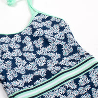 pom pom strap bathing suit navy daisy