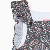baby girl green floral delphina dungarees