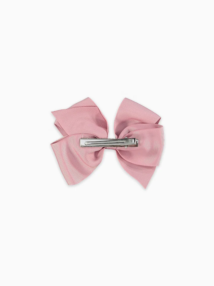 girls big bow clip dusty pink