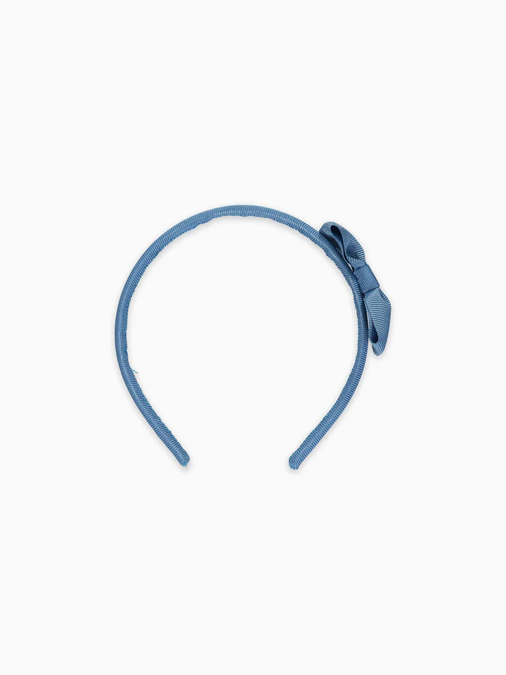 girls small bow headband dusty blue