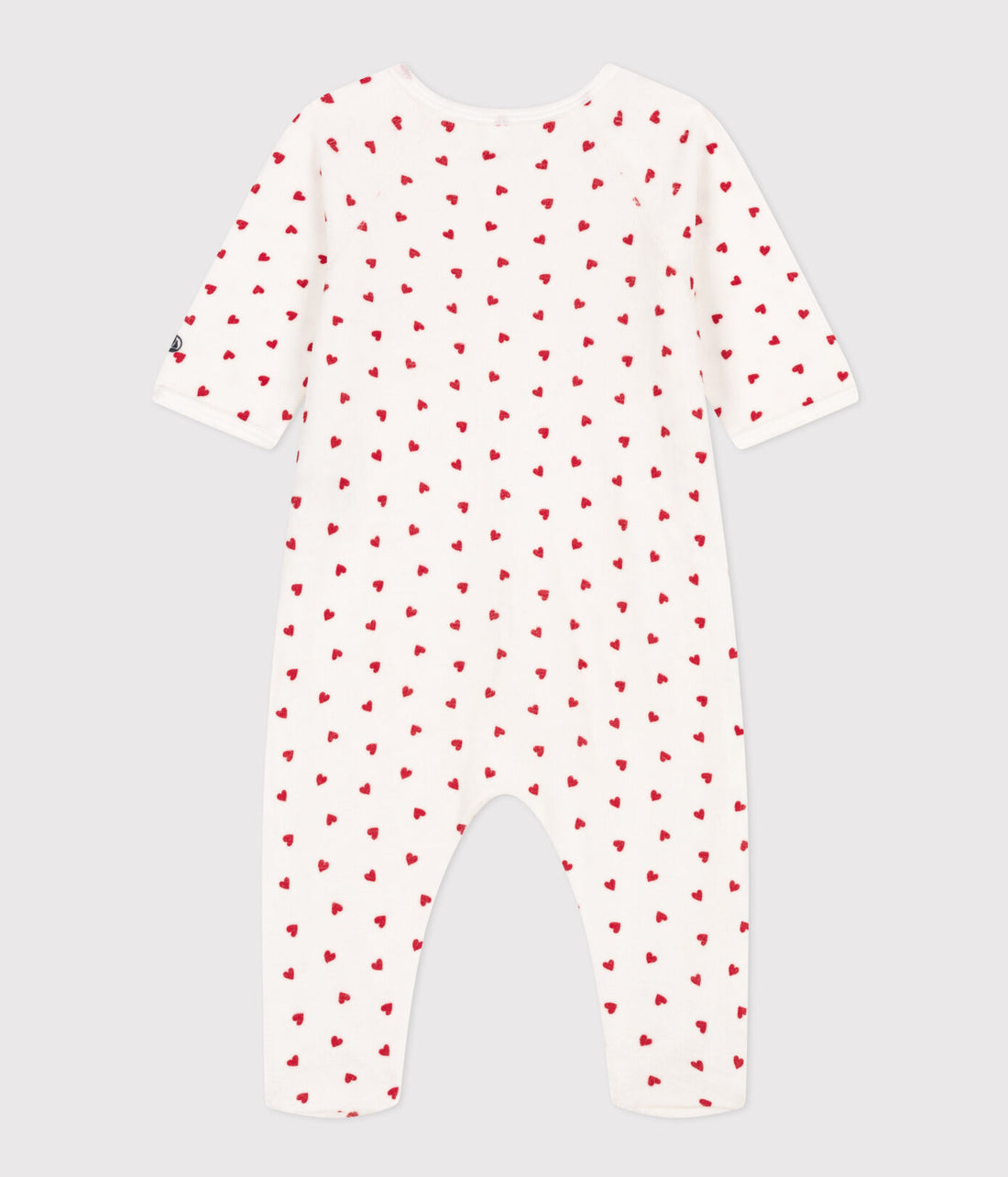 baby girl red velour side snap heart footie