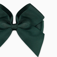 girls big bow clip dark green