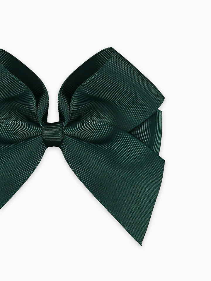 girls big bow clip dark green