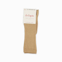 girls tan ribbed knee high socks