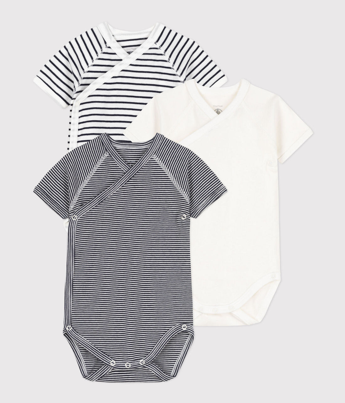 baby boy navy 3 pk ss crossover bodysuits