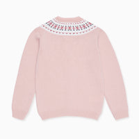 girls pink fair isle cardigan