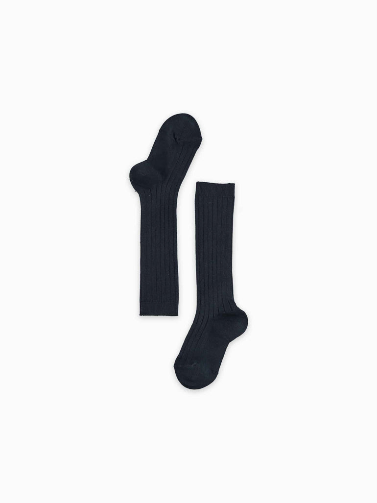 baby navy ribbed knee high socks