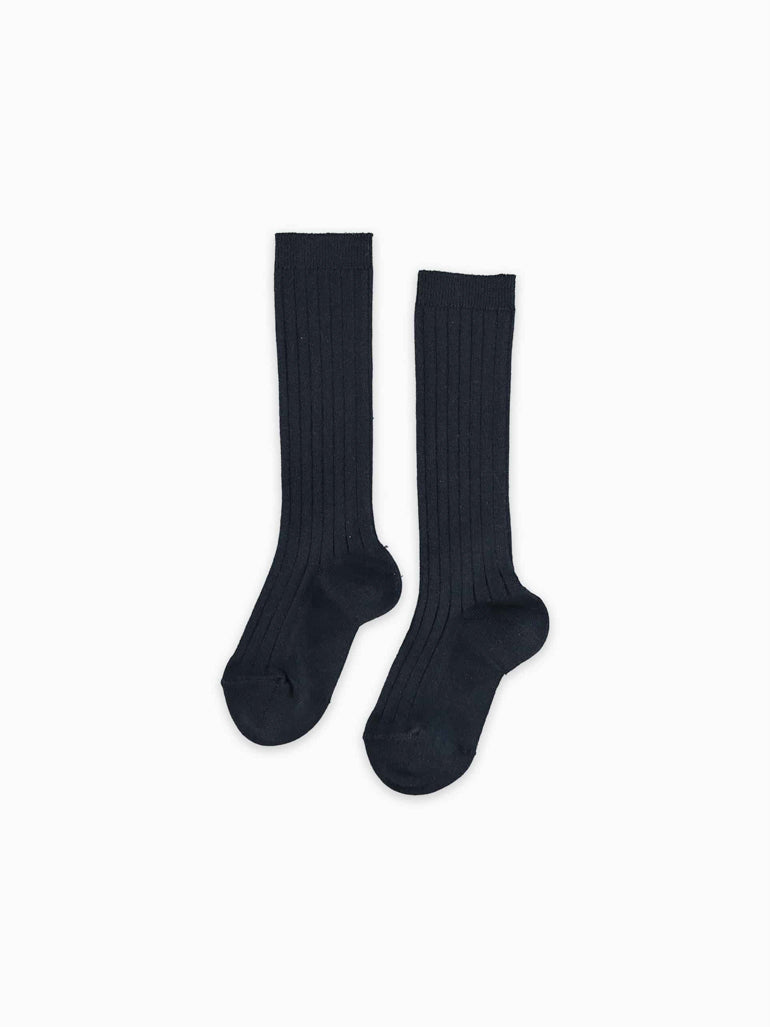 baby navy ribbed knee high socks