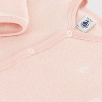 baby girl pink terry front snap footie