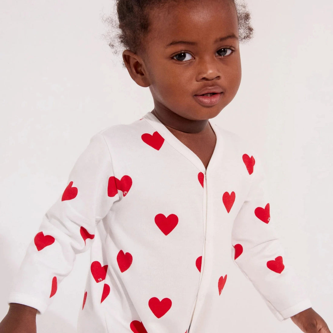 front snap heart footie