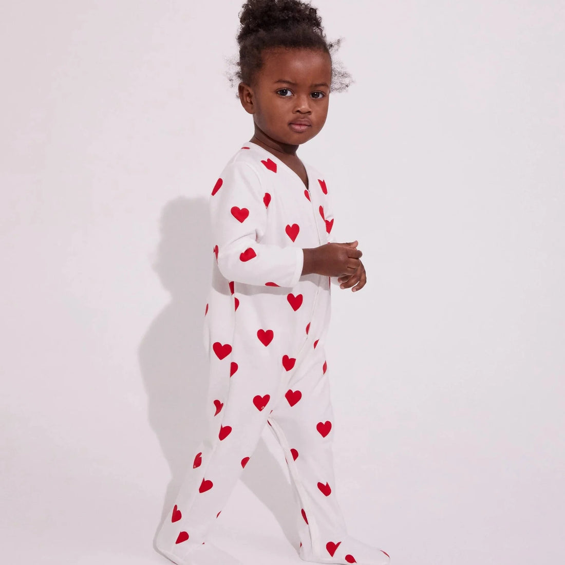 front snap heart footie