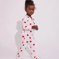 front snap heart footie